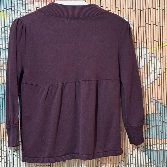 MOSSIMO 3/4 Sleeve Button-Down Cotton Blend Cardigan Sweater, Magenta, XS - Picture 2 of 15